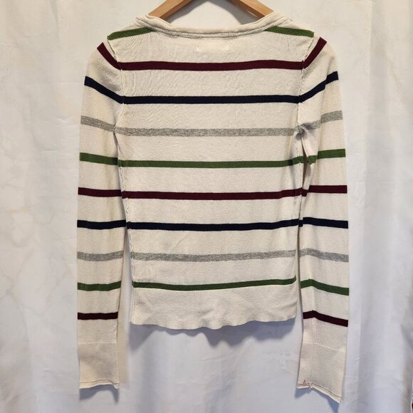 Aeropostale Cardigan Women's S/P Button Front Striped Long Sleeve V-Neck Pockets - Picture 2 of 6